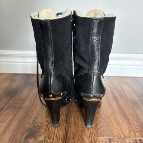 Michael Kors Black leather shearling lined heeled boots - Picture 3 of 10